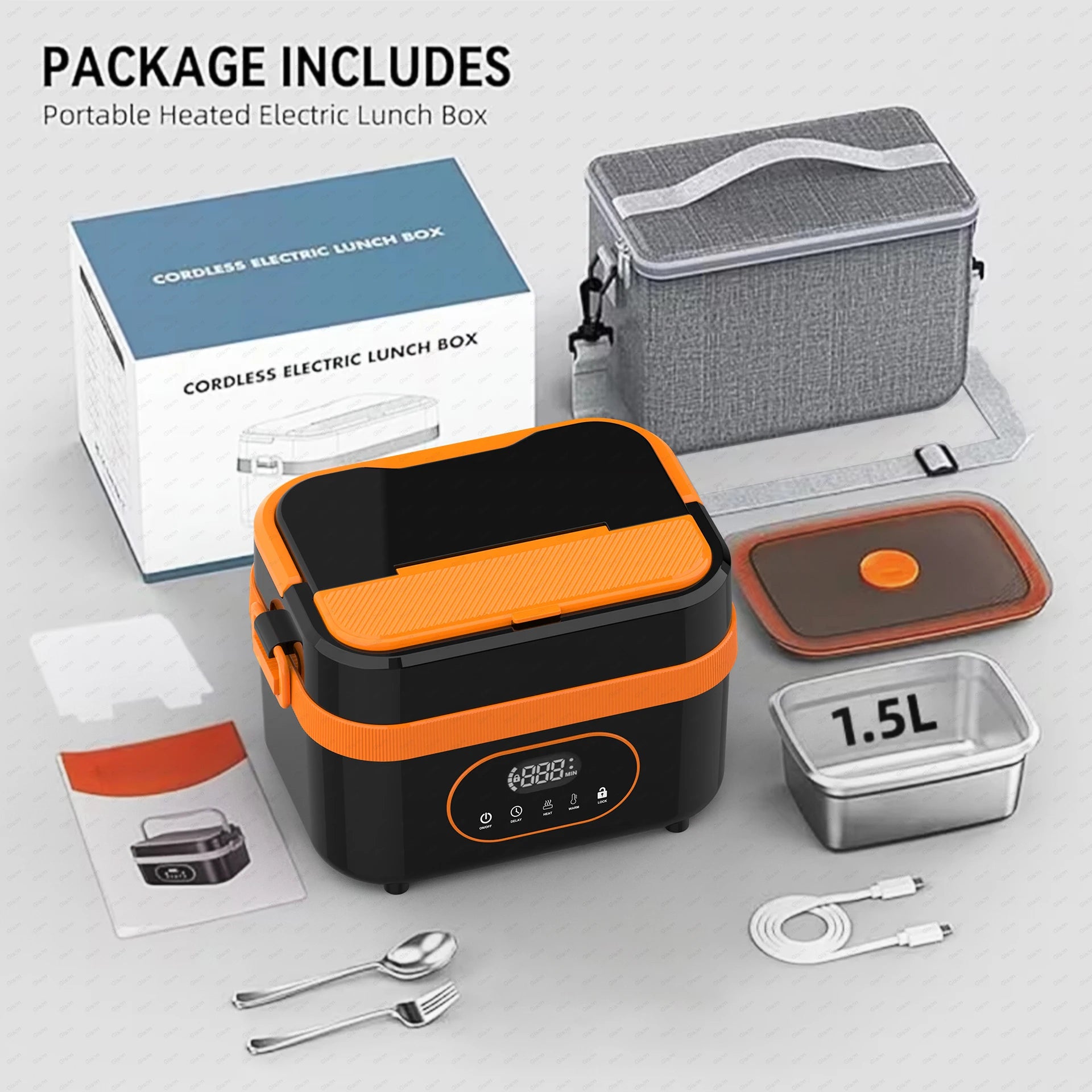 Gison Wireless Electric lunch box 1.5L Capacity 60W Smart Warm lunch box 18000mAh Battery Rechargeable Fast Heating lunch box