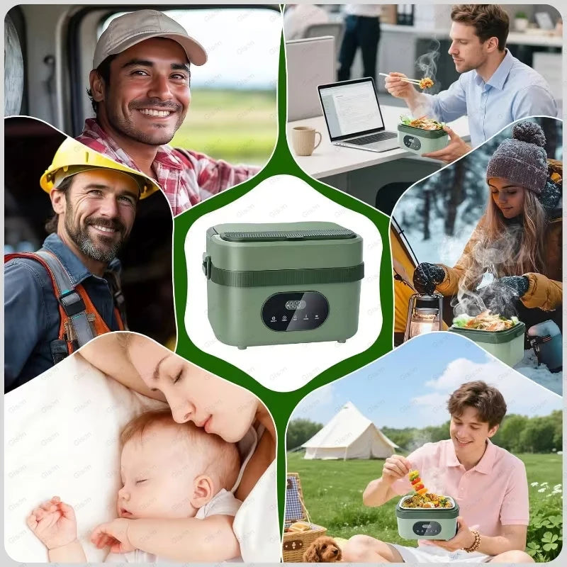 Gison Wireless Electric lunch box 1.5L Capacity 60W Smart Warm lunch box 18000mAh Battery Rechargeable Fast Heating lunch box