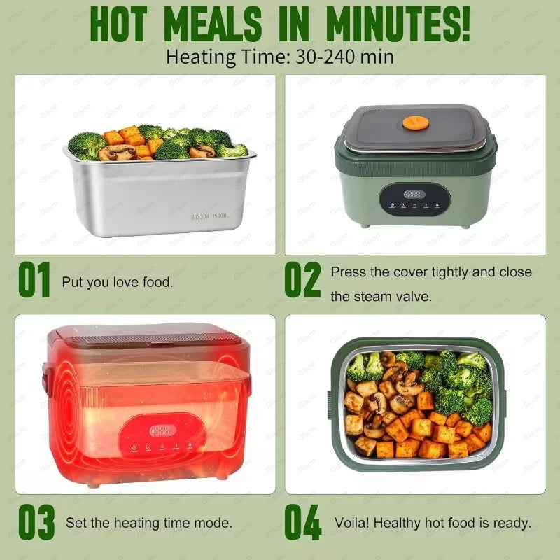 Gison Wireless Electric lunch box 1.5L Capacity 60W Smart Warm lunch box 18000mAh Battery Rechargeable Fast Heating lunch box